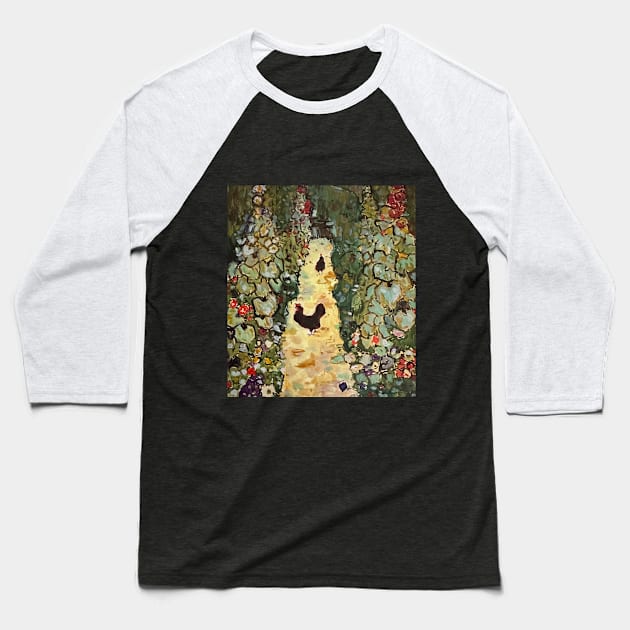 Garden Path with Hen after Klimt Baseball T-Shirt by Peaceful Pigments